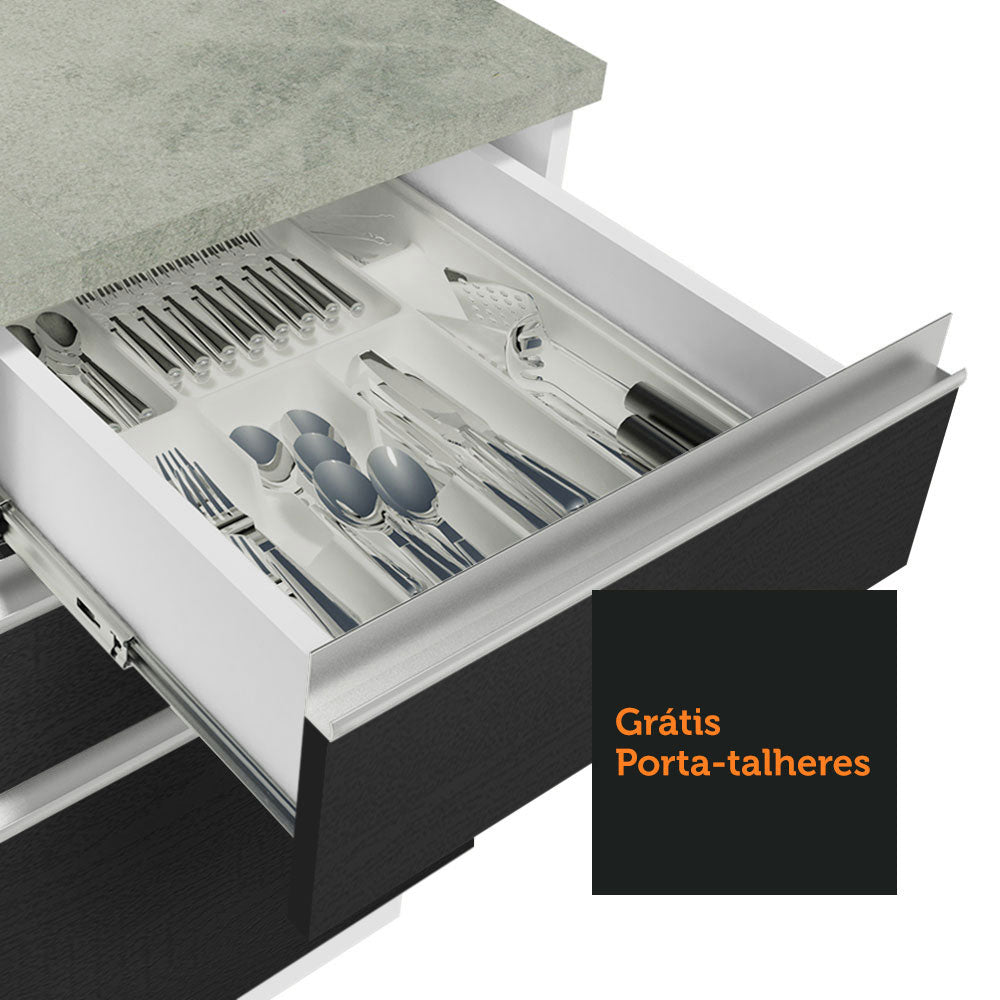 Armário de Cozinha Compacta 180cm Branco/Preto Glamy Madesa 09