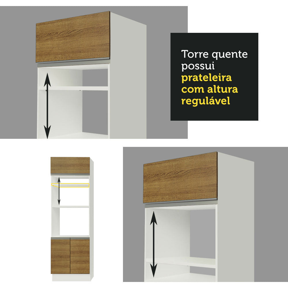 Armário de Cozinha Compacta 6 Portas 2 Gavetas (Sem Tampo e Pia) Branco/Rustic Lívia Madesa