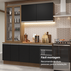 Armário de Cozinha Compacta 190cm Rustic/Preto Glamy Madesa 05