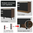 Armário de Cozinha Completa 340cm Rustic/Preto Glamy Madesa 01