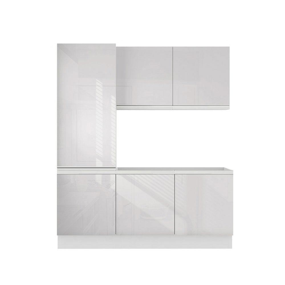 Kit Área De Serviço Madesa Acordes 100% MDF com Armário e Balcão Portas Branco Brilho