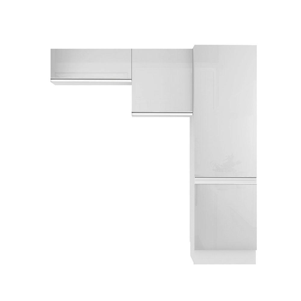 Kit Área De Serviço Madesa Acordes 100% MDF com 2 Armários e Torre Portas Branco Brilho