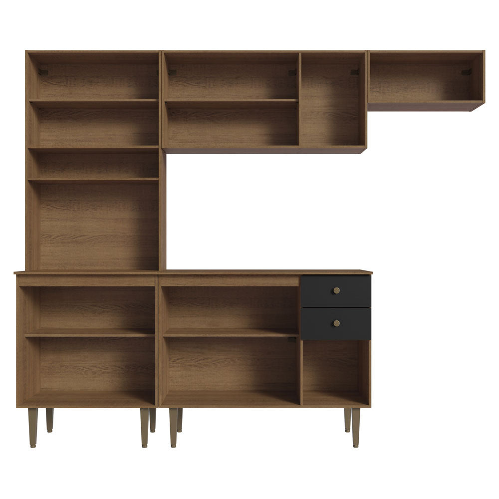 Armário de Cozinha Compacta 235cm Rustic/Preto Gourmet Madesa 02