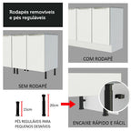 Armário de Cozinha Compacta 180 x 60 cm Branco/Branco Veludo Lux Madesa 01