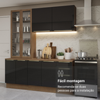 Armário de Cozinha Compacta 190 x 60 cm Rustic/Preto Lux Madesa 02
