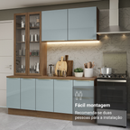 Armário de Cozinha Compacta 190 x 60 cm Rustic/Cinza Lux Madesa 02