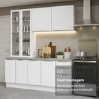 Armário de Cozinha Compacta 190 x 60 cm Branco Veludo Lux Madesa 02