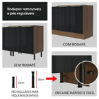 Armário de Cozinha Completa 260 x 60 cm Rustic/Preto Lux Madesa 05
