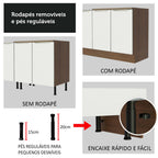 Armário de Cozinha Completa 260 x 60 cm Rustic Branco Veludo Lux Madesa 05