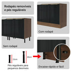 Armário de Cozinha Completa 270 x 60 cm Rustic/Preto Lux Madesa 04