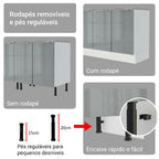 Armário de Cozinha Completa 270 x 60 cm Branco/Cinza Lux Madesa 04