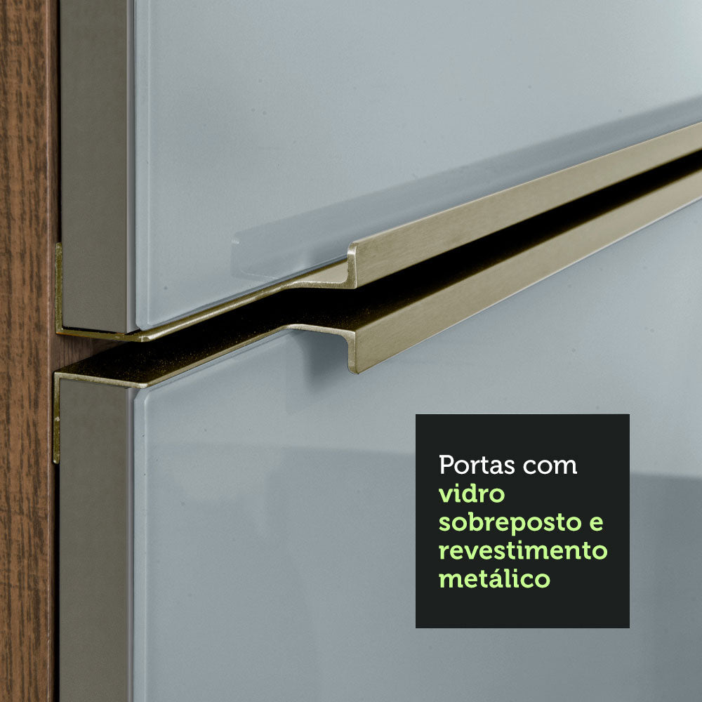 Armário de Cozinha Completa 300 x 60 cm Rustic/Cinza Lux da Sabrina Madesa