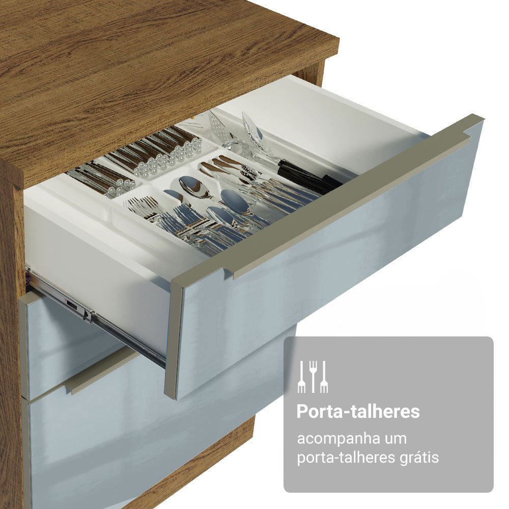 Armário de Cozinha Completa 310 x 60 cm Rustic/Cinza Lux Madesa 02