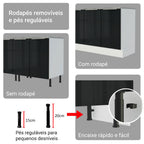 Armário de Cozinha Completa 340 x 60 cm Branco/Preto Lux Madesa 02