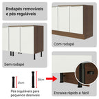 Armário de Cozinha Completa 340 x 60 cm Rustic/Branco Veludo Lux Madesa 02