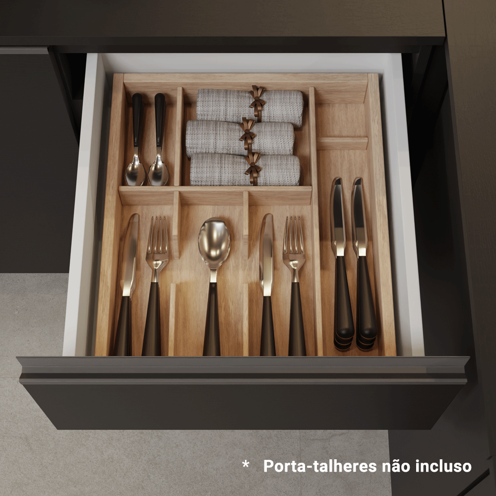 Armário de Cozinha Compacta 200 cm Suspenso Preto Nice Madesa 05