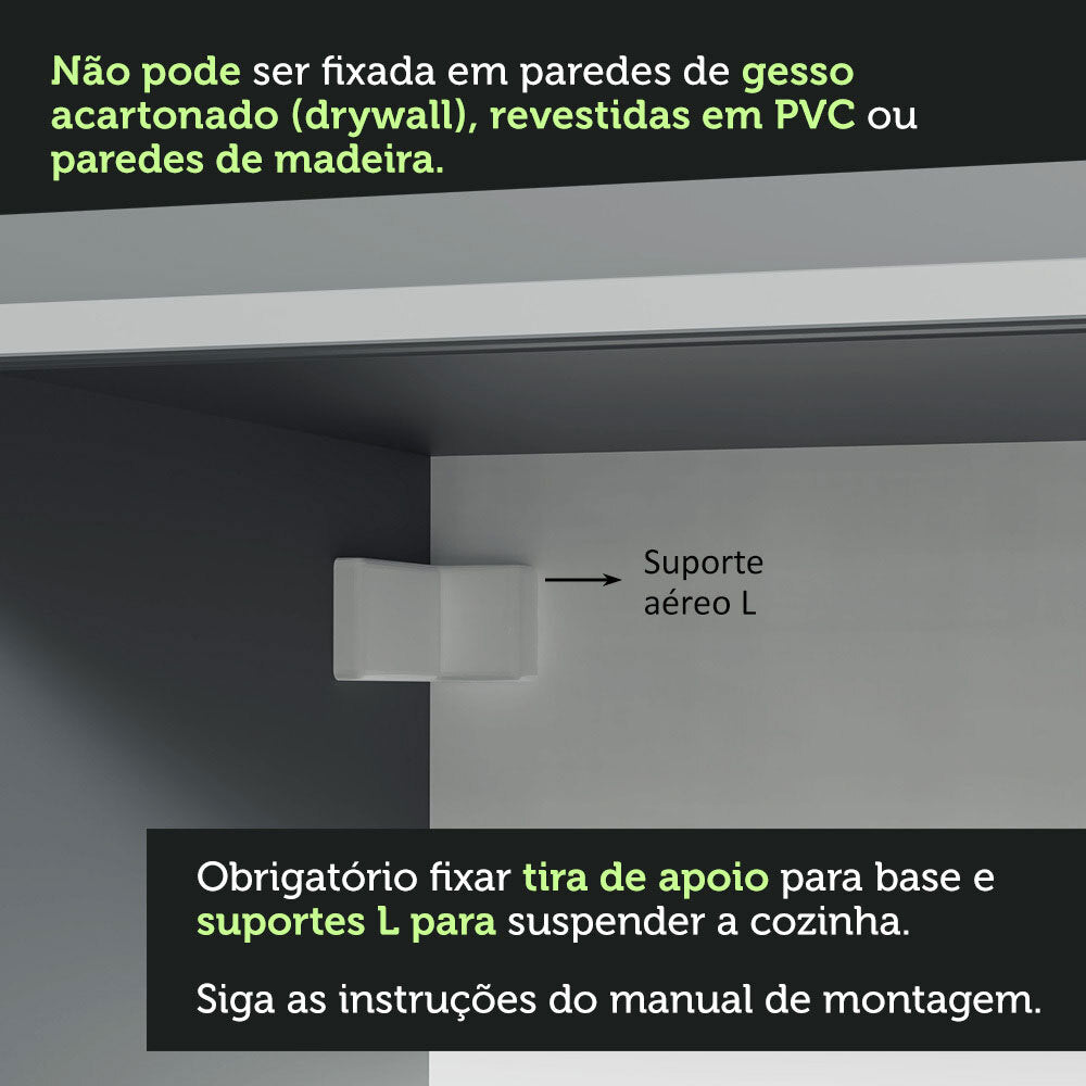 Armário de Cozinha Completa Suspenso 220cm Cinza Nice Madesa 02