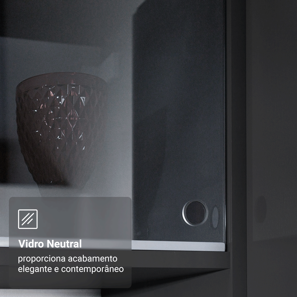 Armário de Cozinha Completa 300 cm Suspenso Preto Nice Madesa 07