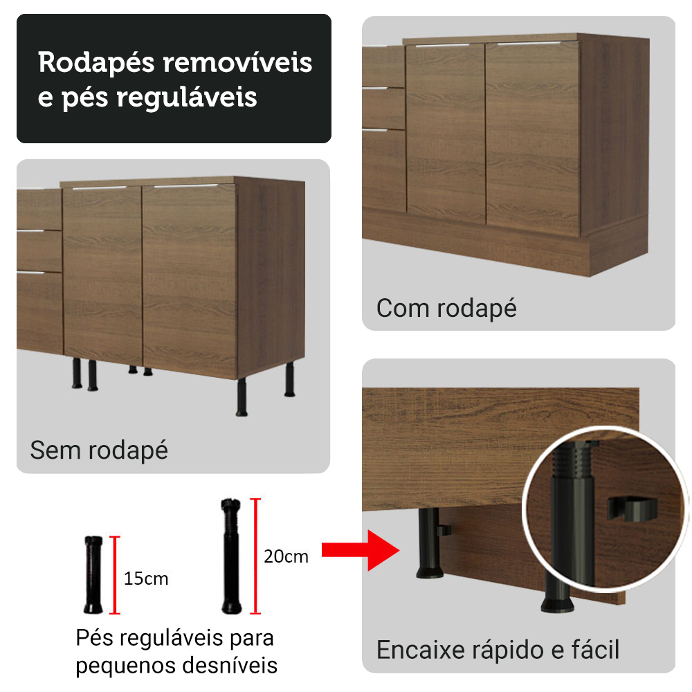 Armário de Cozinha Completa 340cm Rustic Stella Madesa 01