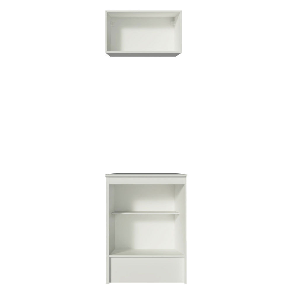 Kit Madesa Topazio 60 cm 2 Portas com Armário Aéreo e Balcão Branco/Preto