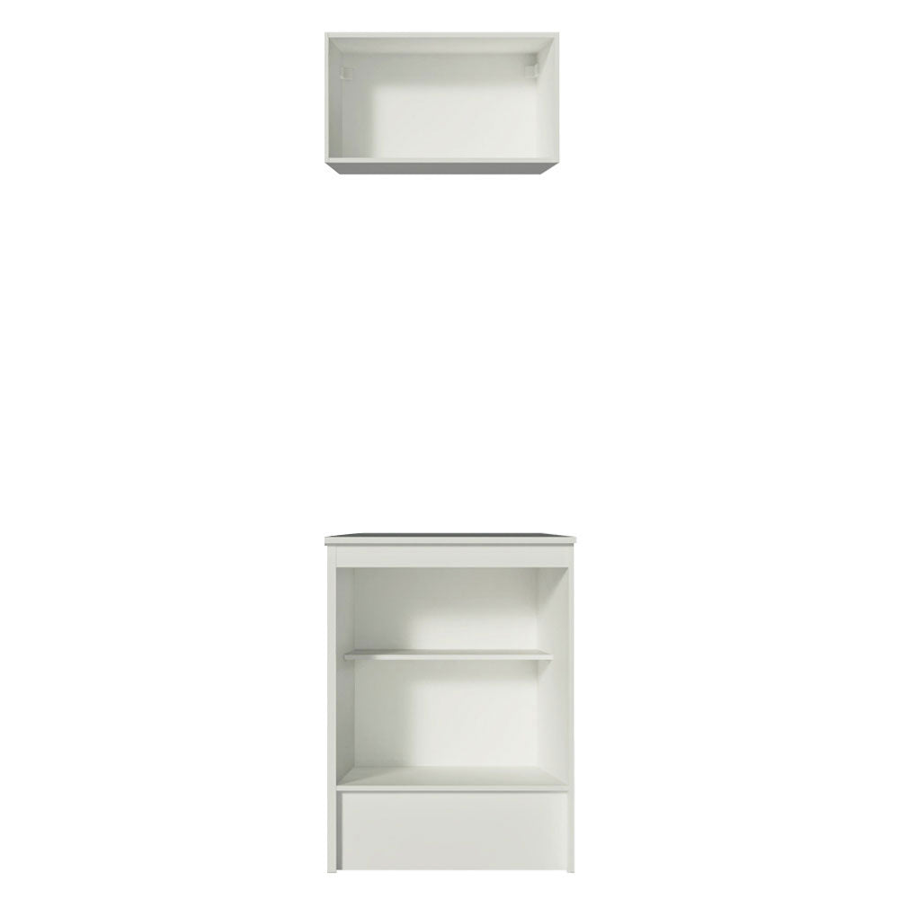 Kit Madesa Topazio 60 cm 2 Portas com Armário Aéreo e Balcão Branco/Rustic
