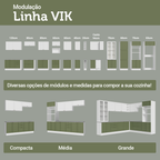 Kit Balcão + Cristaleira 70 cm Branco/Verde/Branco Vik Madesa 01