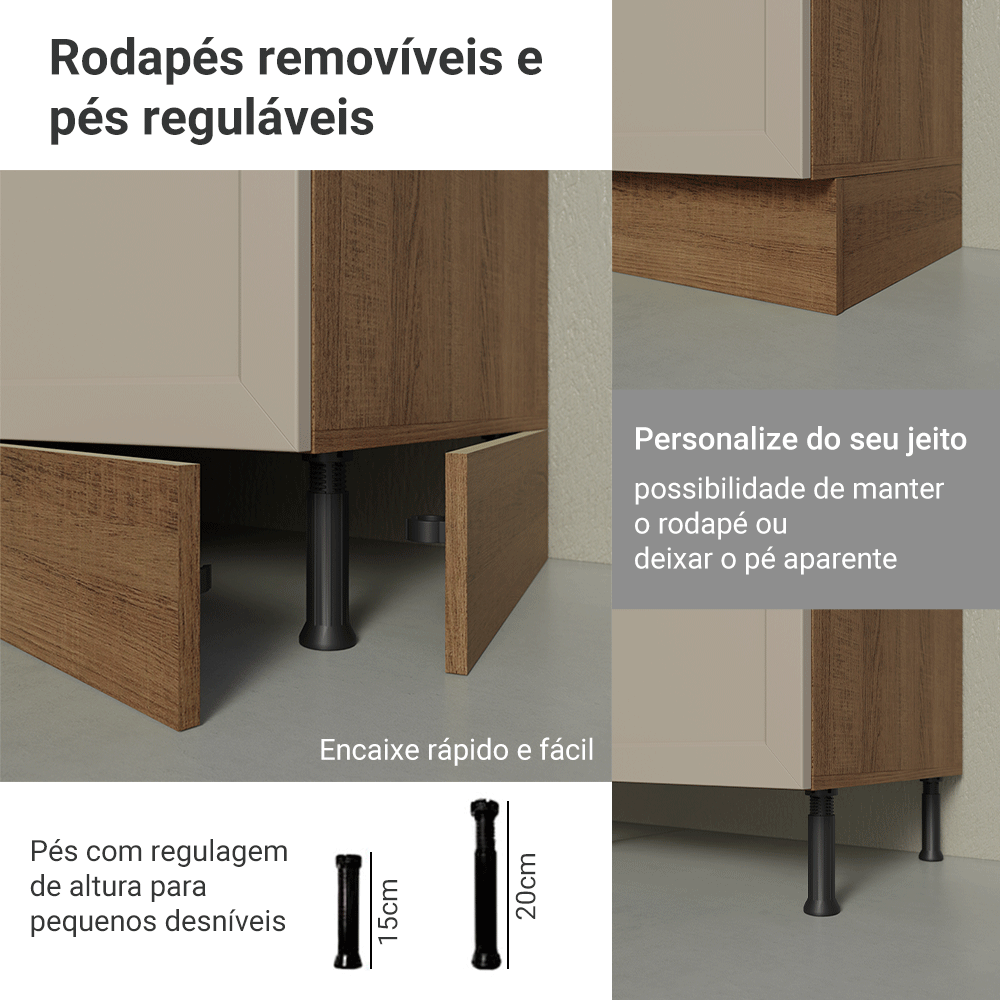Armário de Cozinha Completa 270 cm Rustic/Crema Vik Madesa 07