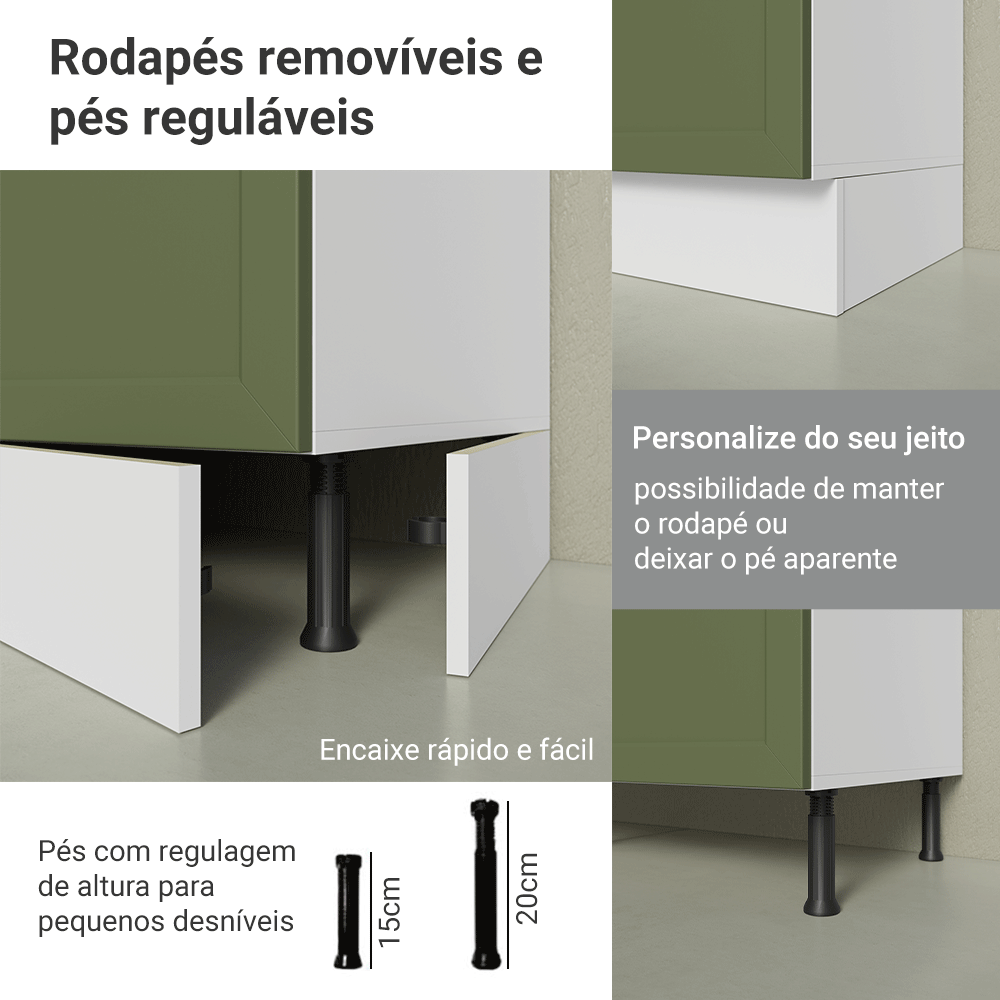 Armário de Cozinha Completa 270 cm Branco/Verde Vik Madesa 07