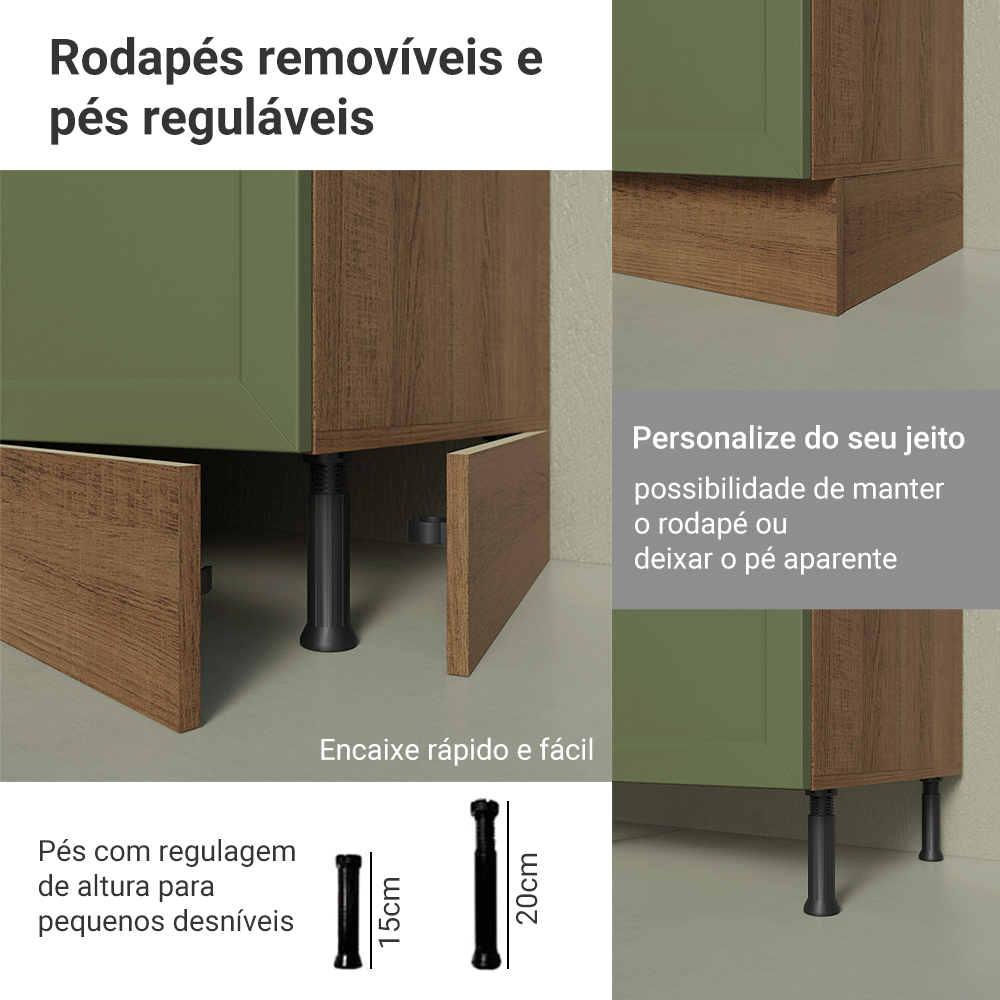 Armário de Cozinha Completa 270 cm Rustic/Verde Vik Madesa 07