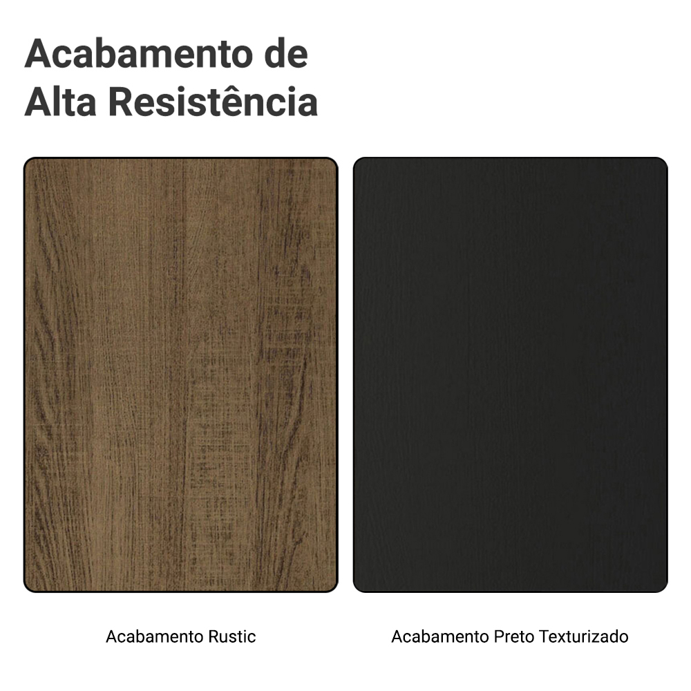Conjunto Gabinete para Banheiro 120cm 3 Portas 3 Gavetas Rustic/Preto Agata Madesa 01