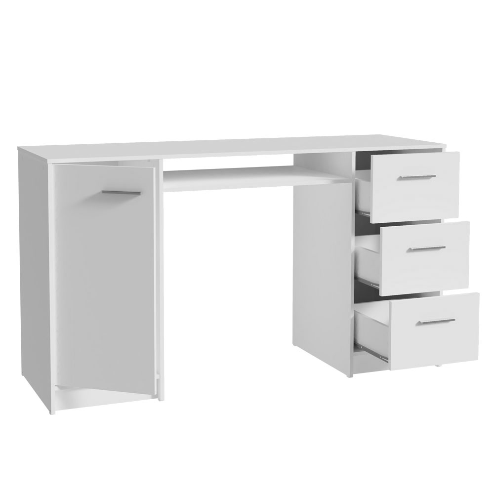 Escrivaninha Penteadeira 136cm 1 Porta 3 Gavetas Branco Madesa