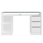 Escrivaninha Penteadeira 136cm 1 Porta 3 Gavetas Tampo de Vidro Branco Madesa