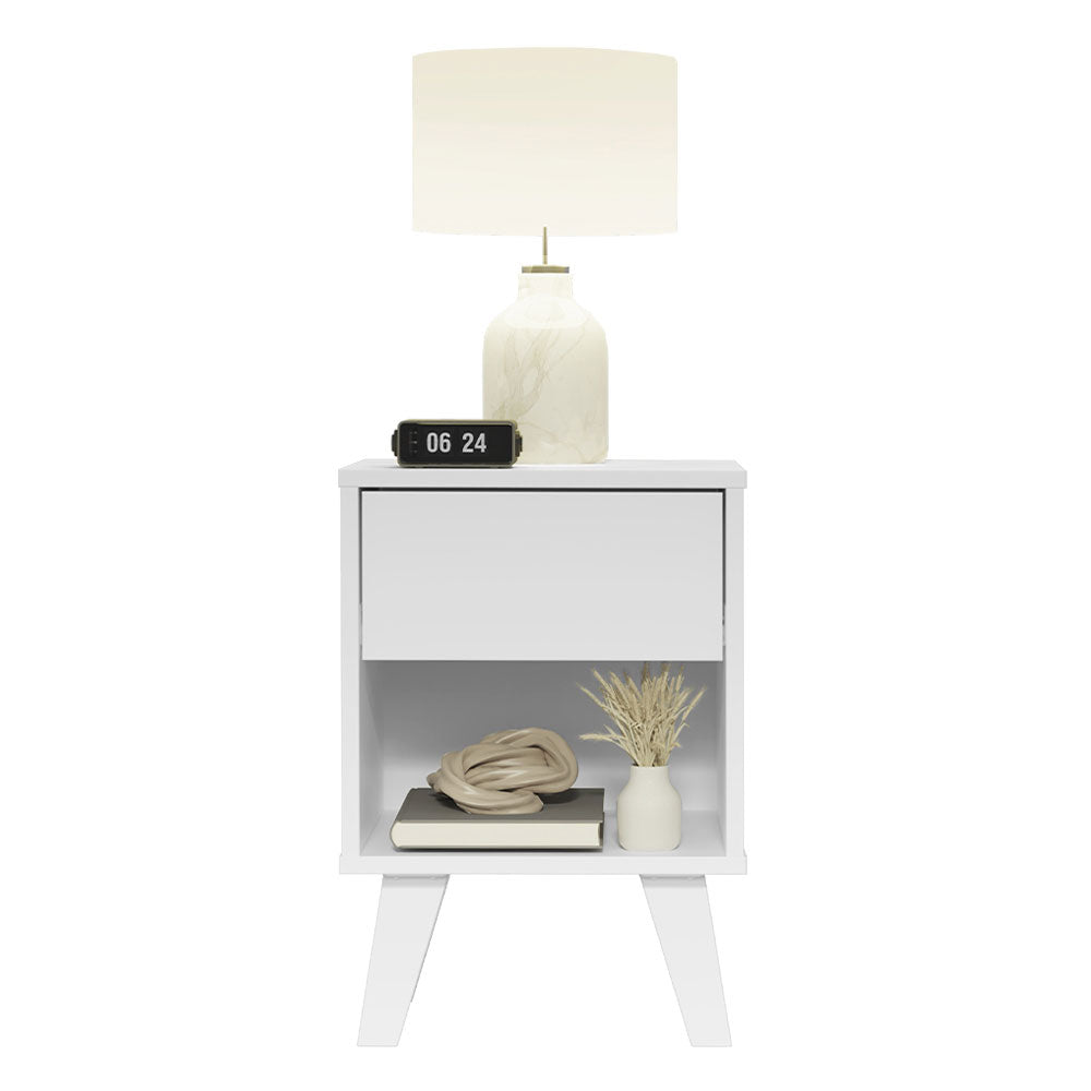 Kit com 2 Mesas de Cabeceira Brancas 1 Gaveta 3235 Madesa