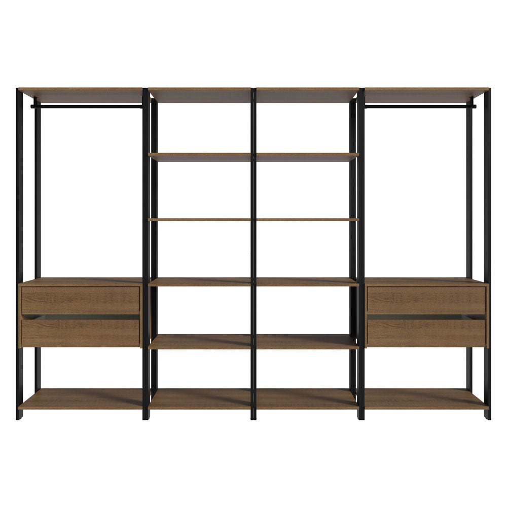 Guarda-Roupa Closet Modulado Valencia 4 Gavetas 258cm Rustic/Preto Madesa 02