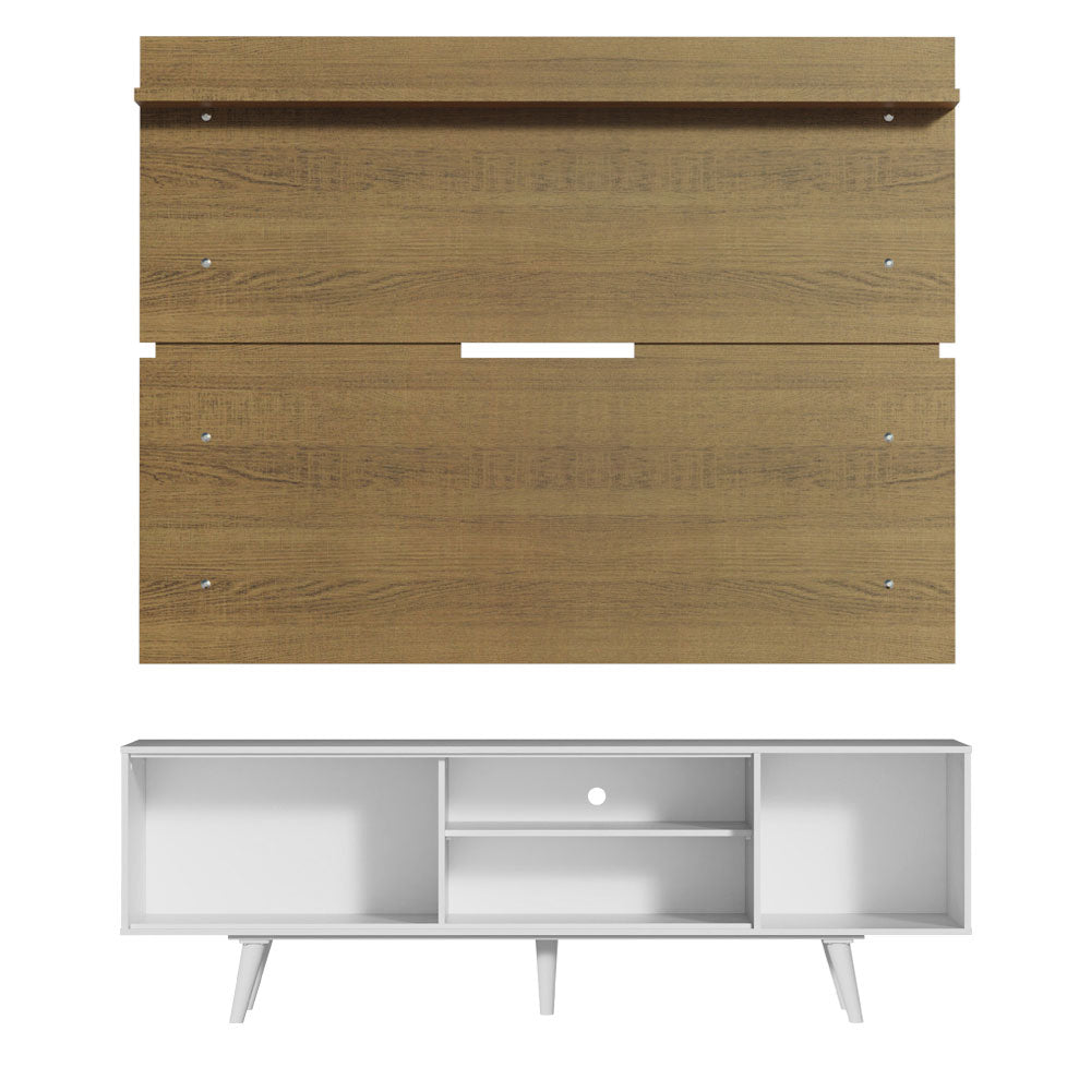 Rack Madesa Dubai e Painel para TV até 65 Polegadas com Pés Branco/Rustic 096E
