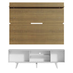 Rack Madesa Dubai e Painel para TV até 65 Polegadas com Pés Branco/Rustic 096E