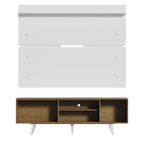 Rack Madesa Dubai e Painel para TV até 65 Polegadas com Pés Rustic/Branco 5Z09