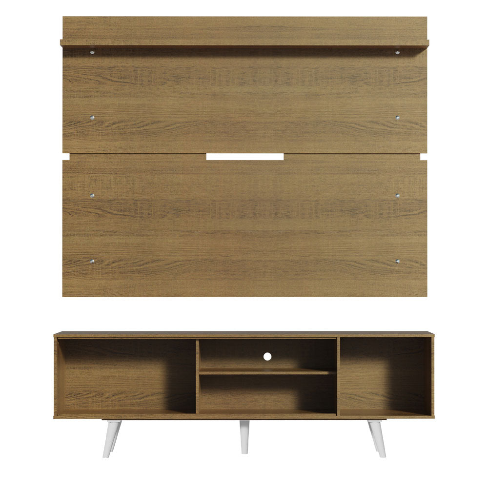 Rack Madesa Dubai e Painel para TV até 65 Polegadas com Pés Rustic/Branco 6E6E