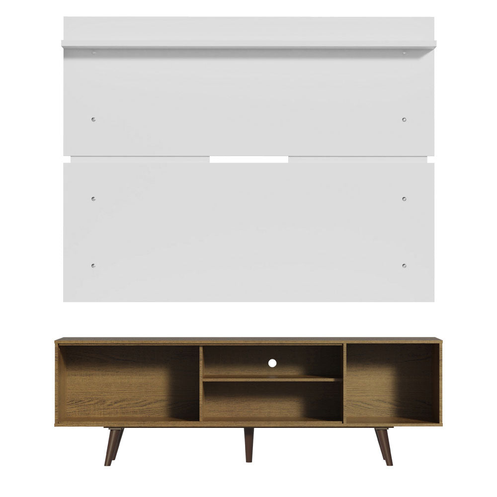 Rack Madesa Dubai e Painel para TV até 65 Polegadas com Pés Rustic/Branco 6E9B