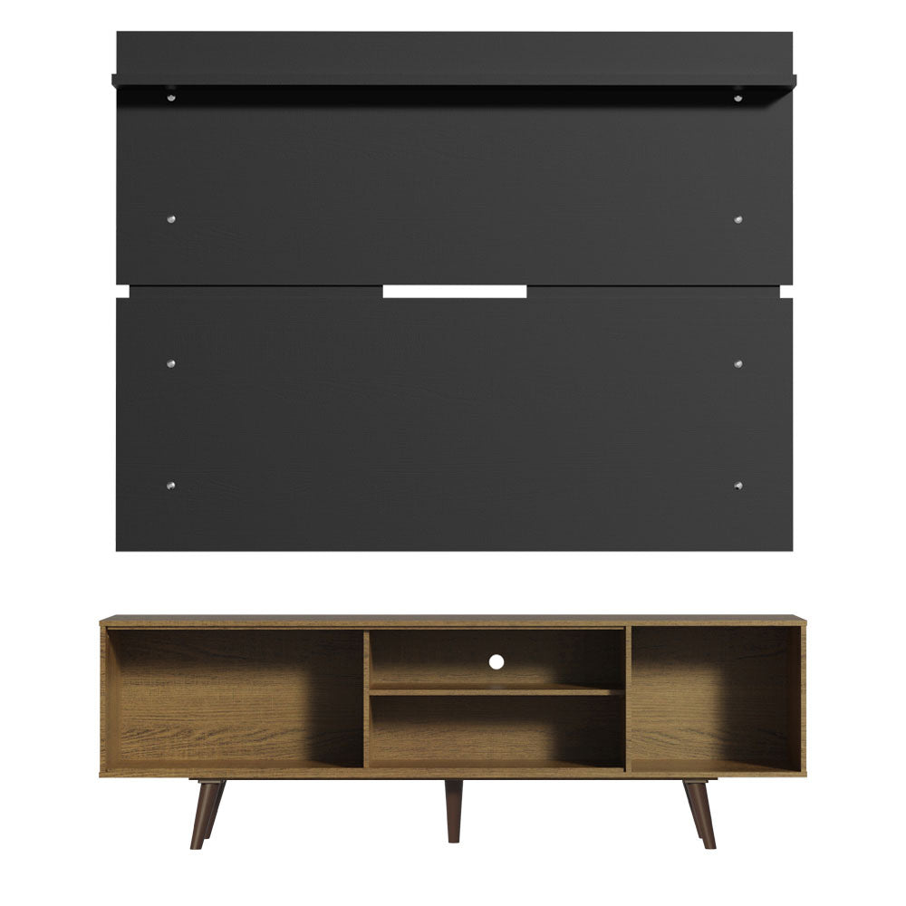Rack Madesa Dubai e Painel para TV até 65 Polegadas com Pés Rustic/Preto 7KD8