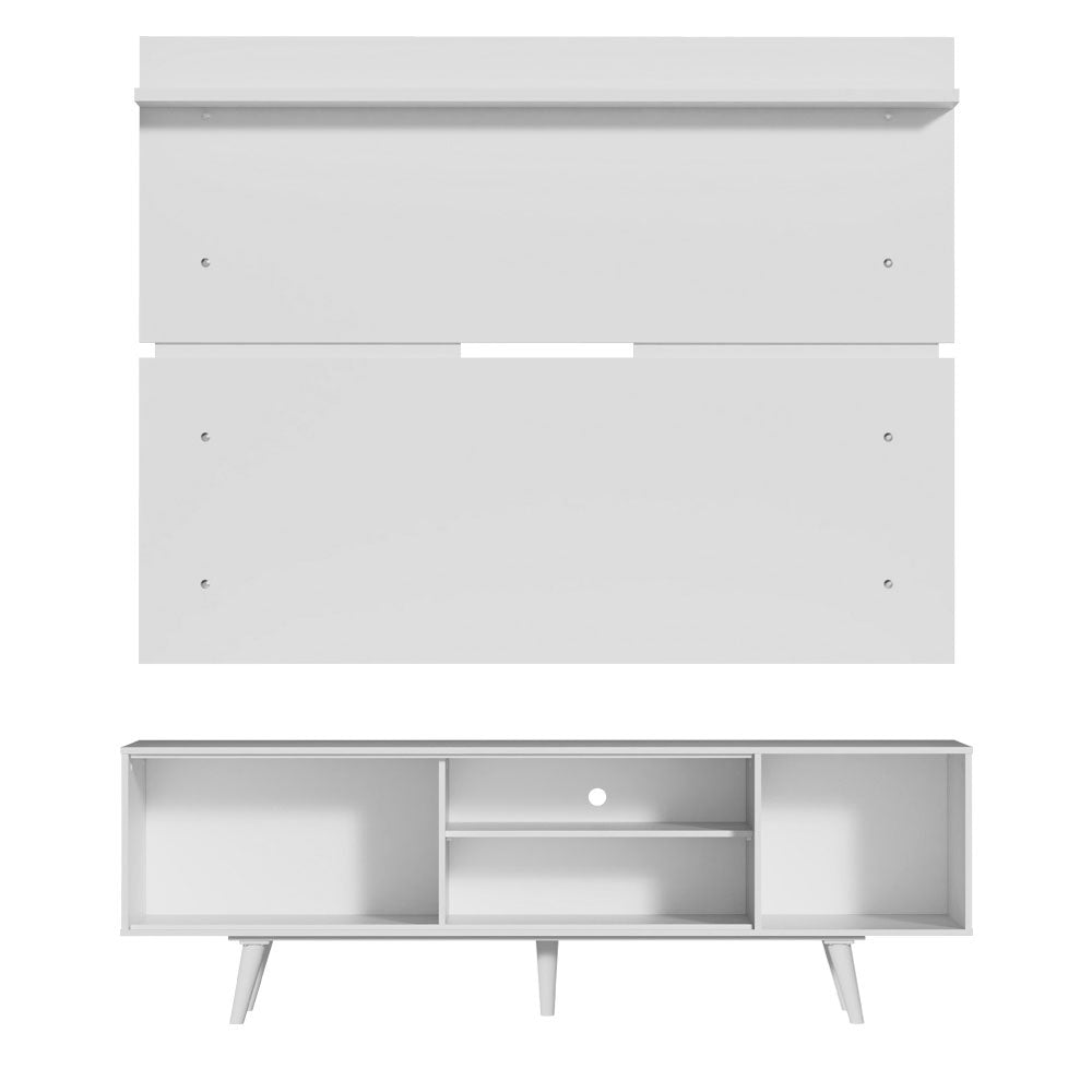 Rack Madesa Dubai e Painel para TV até 65 Polegadas com Pés Branco/Rustic 9B09