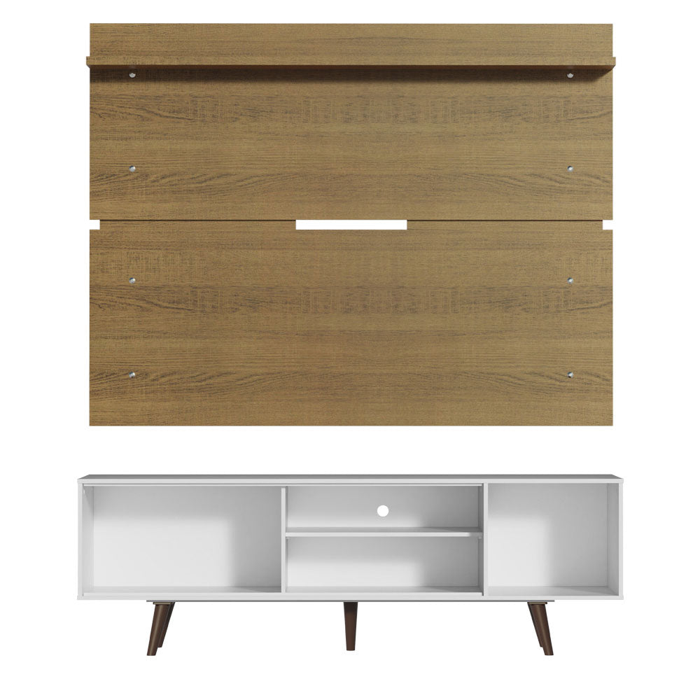Rack Madesa Dubai e Painel para TV até 65 Polegadas com Pés Branco/Rustic 9B5Z