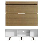 Rack Madesa Dubai e Painel para TV até 65 Polegadas com Pés Branco/Rustic 9B5Z