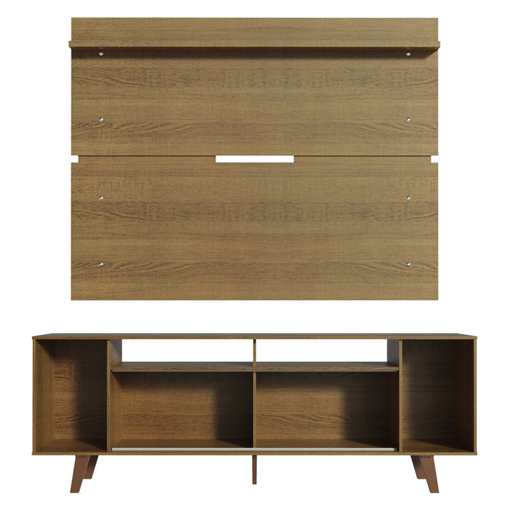 Rack Madesa Cancun com Pés e Painel para TV até 65 Polegadas Rustic/Branco 6E5Z