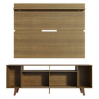 Rack Madesa Cancun com Pés e Painel para TV até 65 Polegadas Rustic/Branco 6E5Z