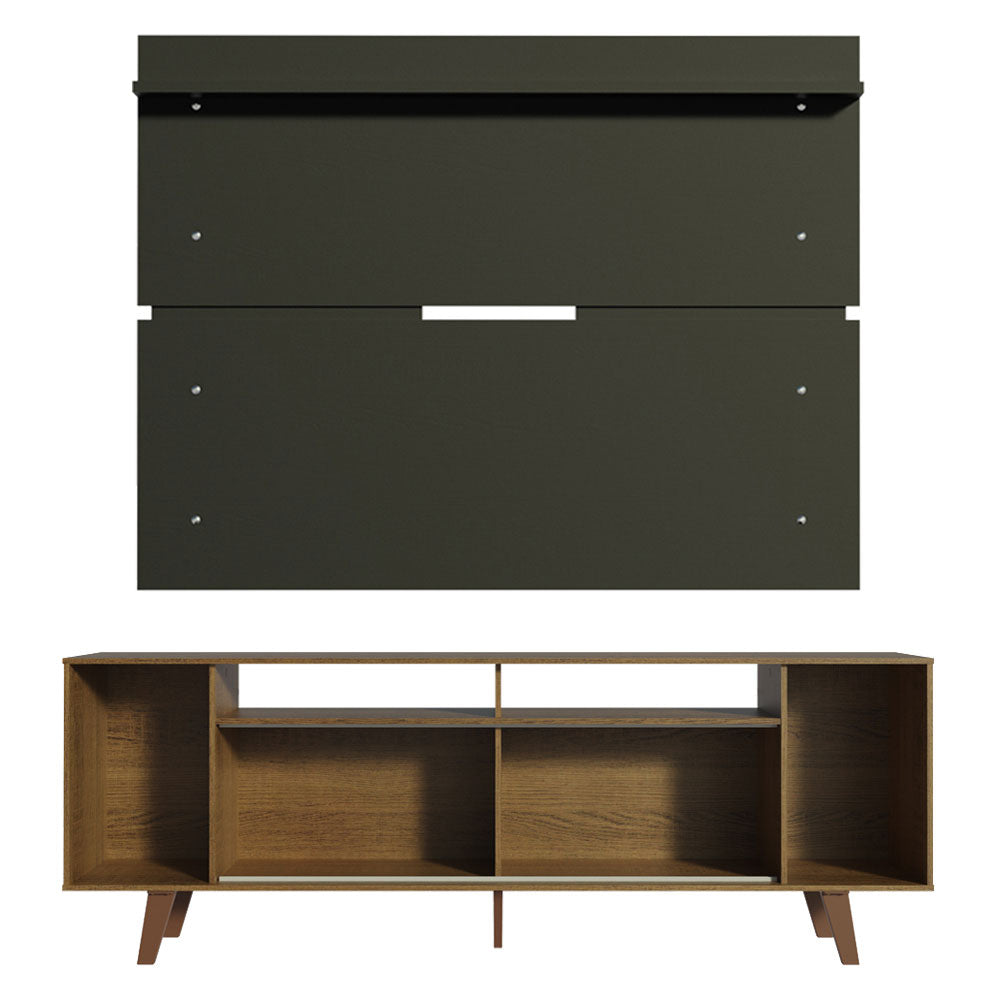 Rack Madesa Cancun com Pés e Painel para TV até 65 Polegadas Rustic/Preto 7KD8