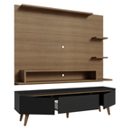 Rack com Painel para TV até 60 Polegadas 180 cm com Pés Rustic/Preto/Rustic Reims Madesa