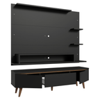Rack com Painel para TV até 60 Polegadas 180 cm com Pés Preto/Rustic Reims Madesa