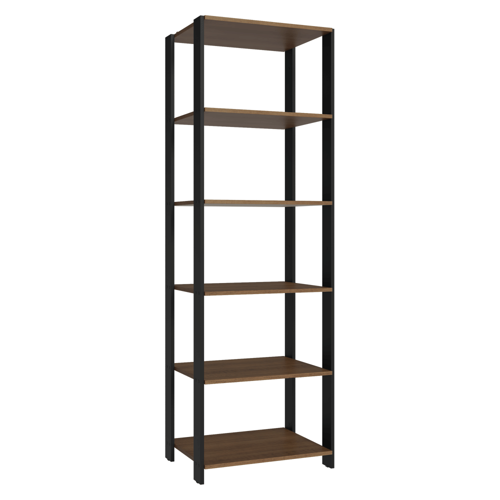 Estante Armário Multiuso para Escritório 59cm 5 Prateleiras Rustic/Preto Madesa