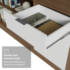 Escrivaninha em L para Computador Gamer Rustic/Branco Roma Madesa